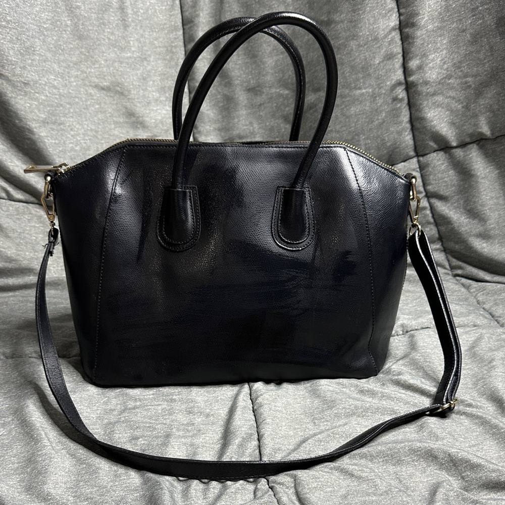 Sophisticated Black Luana Ferracuti Large Leather Satchel Bag made in Italy